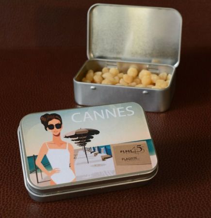 Personalized tin candy box